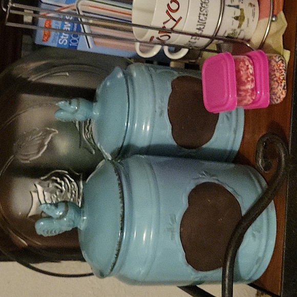 Ceramic rooster turquoise set - Picture 3 of 3